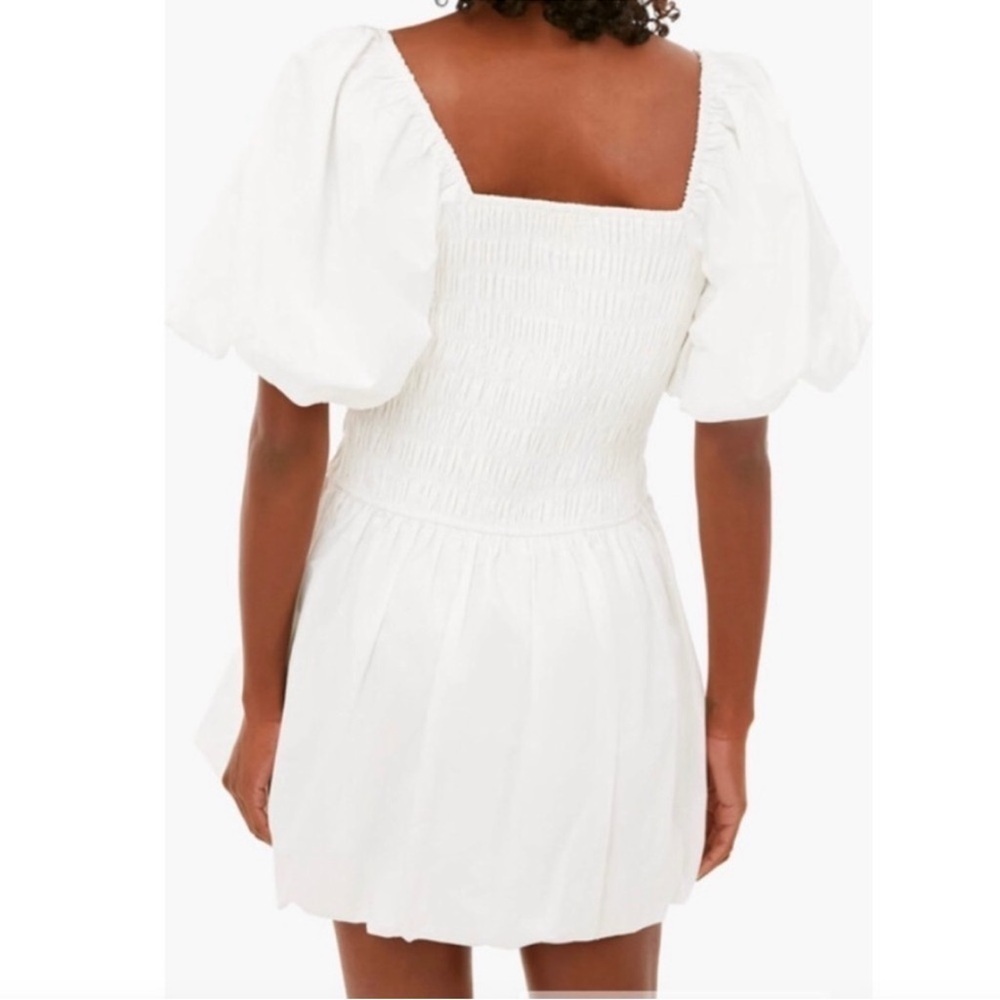 Hyacinth House Caterina Mini Dress NWT L White Cotton Smocked Puff Sleeve - Picture 2 of 11